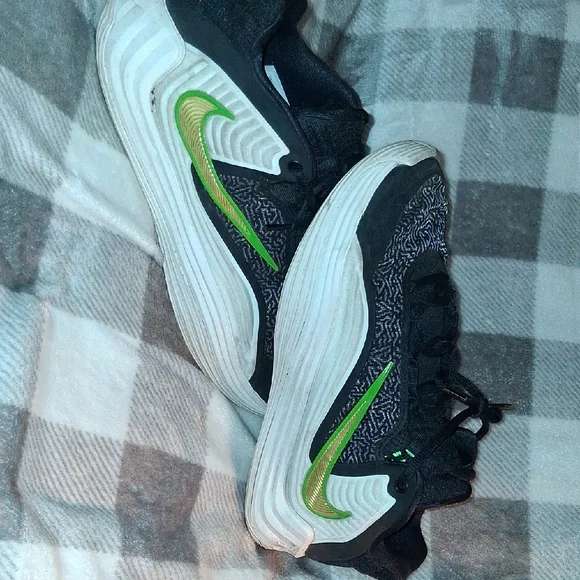 Nike Black Sneakers with Bright Green Swoosh and White Midsole