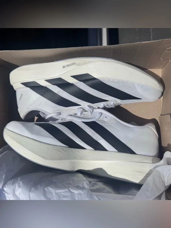 adidas MENS White Athletic Shoes with Black Stripes
