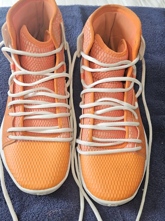 Under Armour Orange High-Top Athletic Sneakers with White Laces
