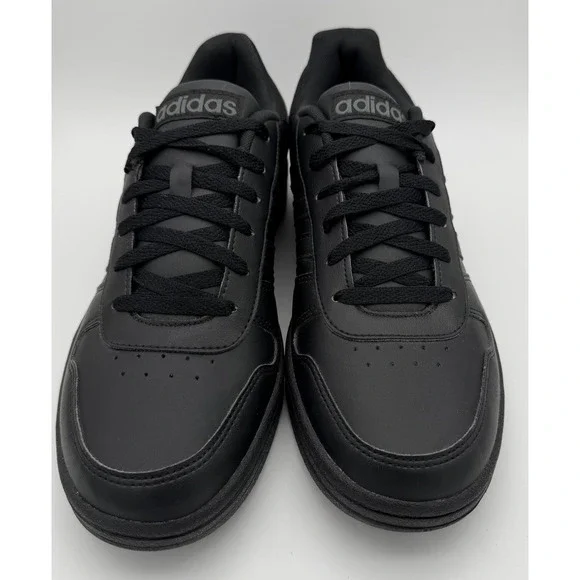 adidas Hoops 2.0 Men's Black Low Top Lace-Up Leather Sneakers EE7422 NWOB