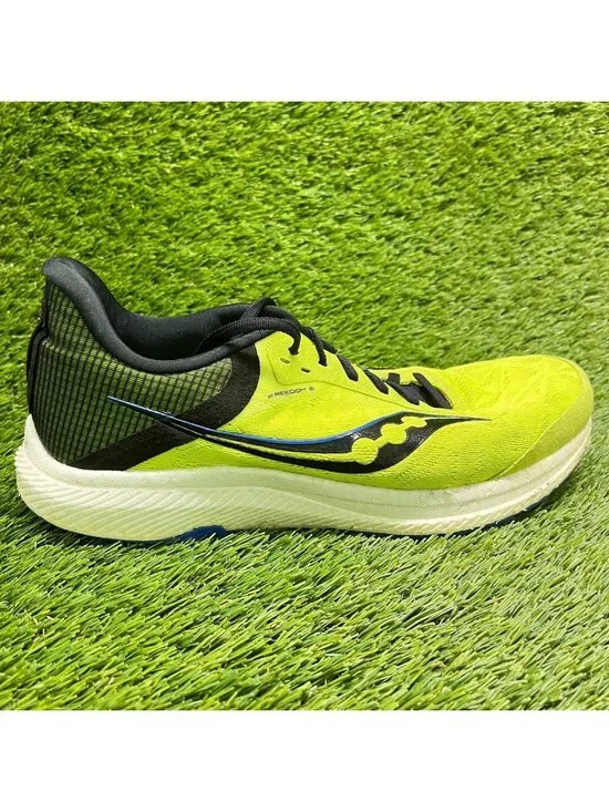 Saucony Freedom 5 Mens Size 9.5 Neon Green Black Athletic Running Shoes Sneakers