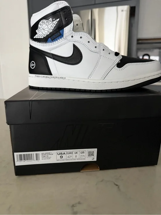 Air Jordan 1 Retro High-Top Sneaker in White and Black
