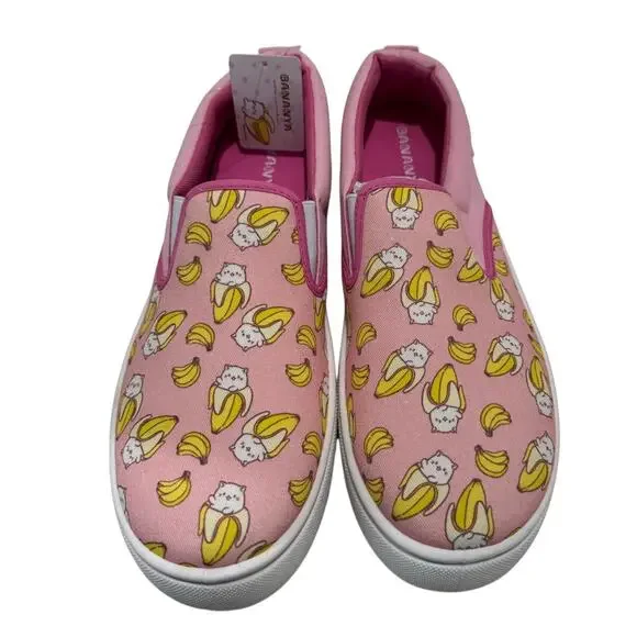 BANANYA FRIENDS Slip-on Sneakers NWT Pink Canvas Size US 10