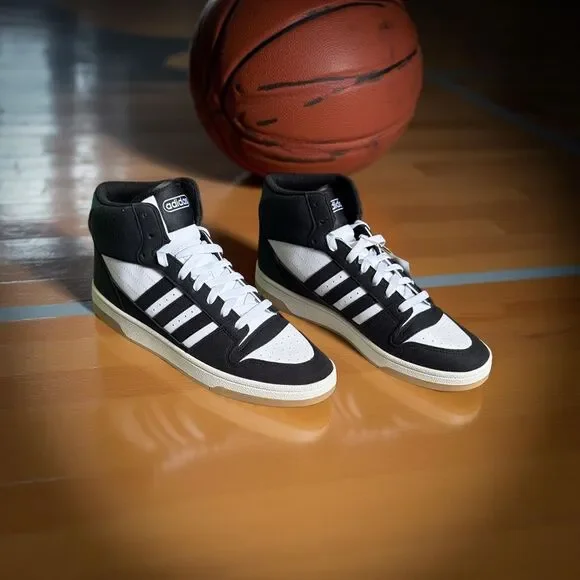 Adidas Break Start Mid Basketball Shoes Men's 9 Women's 10 Black White Gum NWT