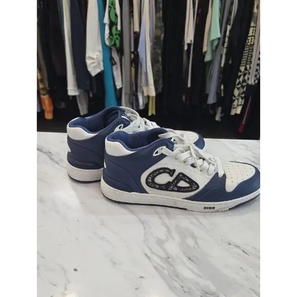 Dior Navy Blue & White High-Top Sneakers