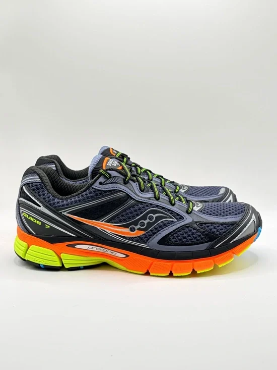 Saucony Men's Navy Running Shoes with Neon Orange & Lime Accents