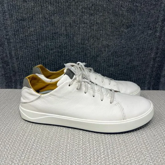 Olukai Waialae Golf Shoes Spikeless White Leather Mens Size 15 Lace Up Low Top