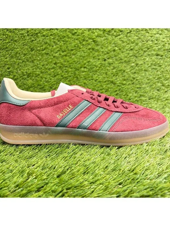 Adidas Gazelle Indoor Mens Size 10 Maroon Green Athletic Suede Shoes Sneakers