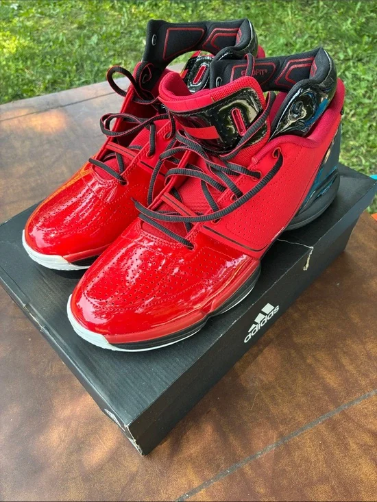adidas Red and Black High-Top Basketball Shoes