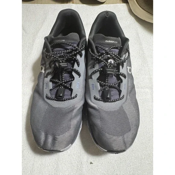 On Cloudflow Mens Running Shoes Grey Black Speed Lace Mesh Trainers 3WD30111502