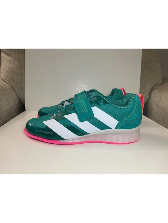 Adidas Adipower Weightlifting 3 Mens Sneaker 10 Teal White Pink Training Shoes