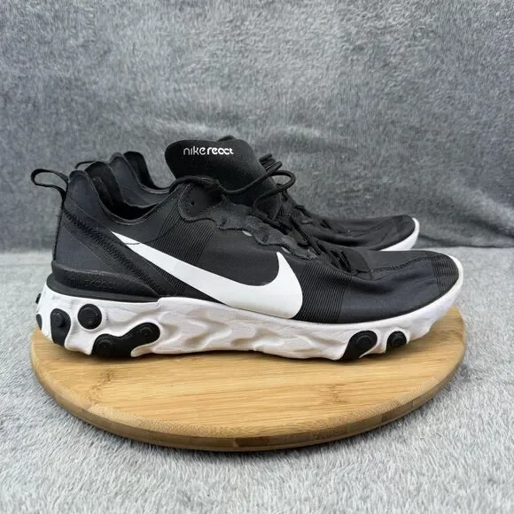 Nike React Element 55 Shoes Mens Size 11.5 Black Running Sneakers BQ6166-003