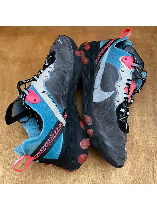 Nike React Element 87 Shoes Men 9.5 Translucent Uppers Blue Solar Red AQ1090-006