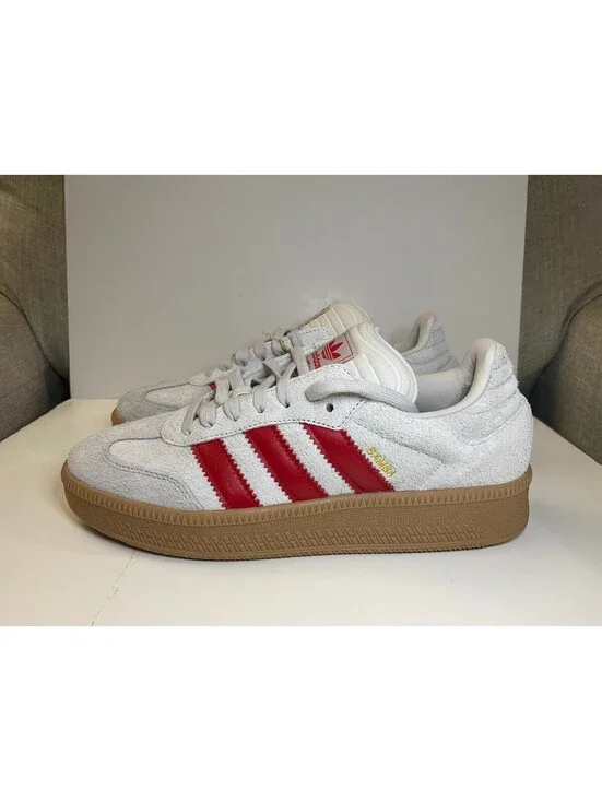 Adidas Samba XLG JS3826 Mens Sneakers US 9 Gray Scarlet Gum Suede Athletic Shoes