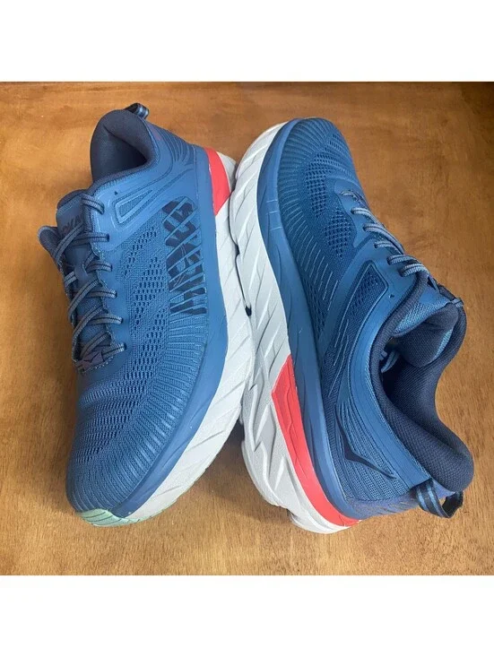 Hoka One One Bondi 7 Running Shoes Men's Size 10.5 Blue Sneakers 1110518 RTOS