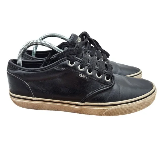 Vans Atwood Sneakers Mens Size 8.5 Black Leather Low Top SK8‎ Skater Shoes