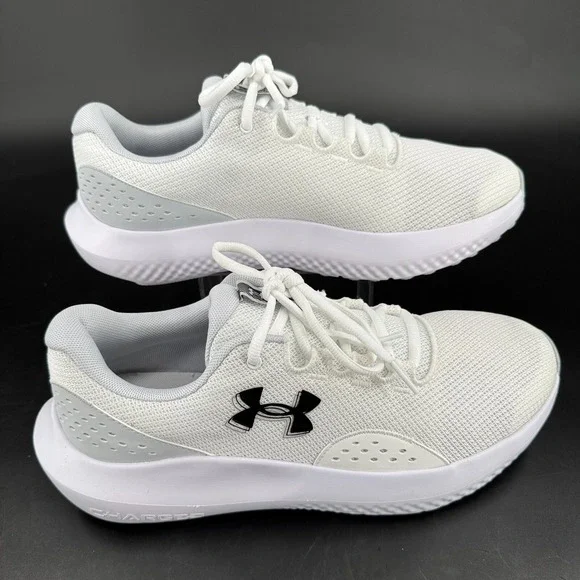 Under Armour Charged Surge Shoes MENS White Lace Up Athletic Sneakers SIZE 10.5