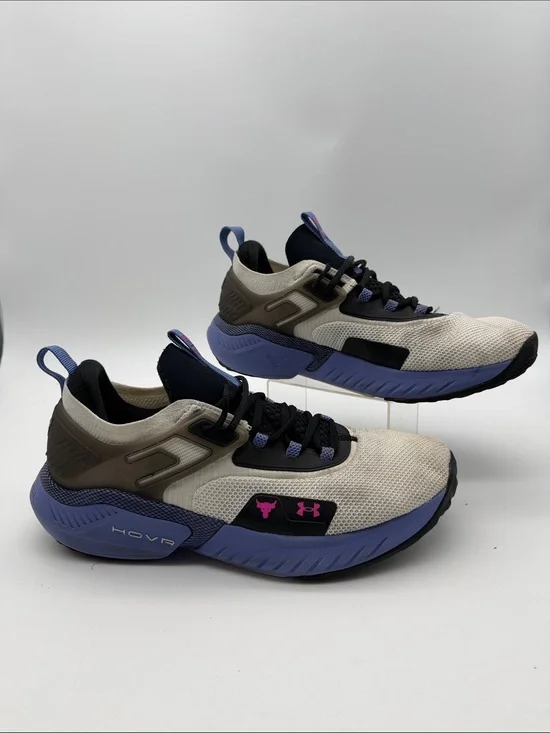 Under Armour Mens 11.5 Project Rock Purple White Training Shoes Gym HOVR
