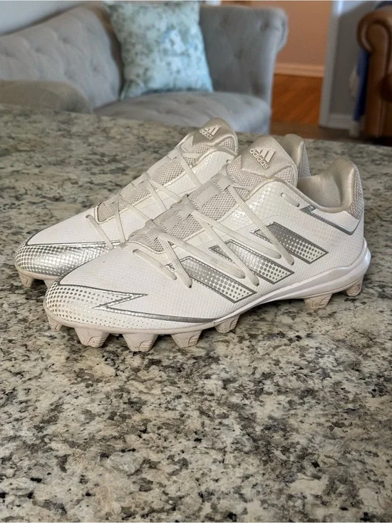 Adidas Afterburner 7 - White Baseball Cleats - Men's Size 8.5