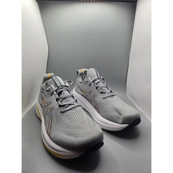 ASICS Gel Nimbus 26 Sheet Rock Running Shoes Gray Orange Athletic Shoes Mens 9.5