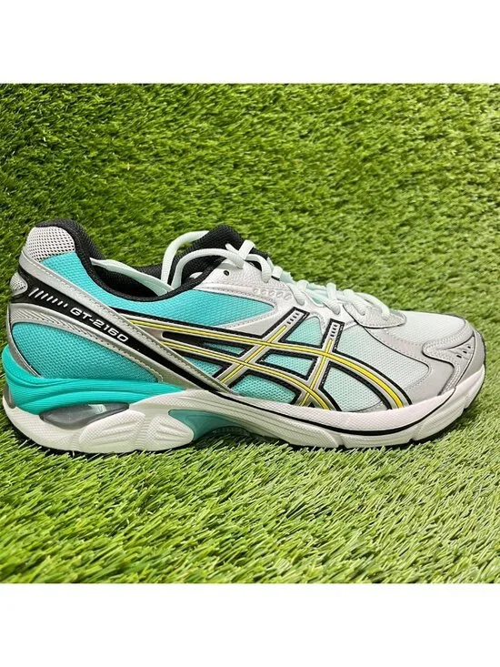 Asics GT-2160 Mens Size 12 Silver Teal Yellow Athletic Running Shoes Sneakers
