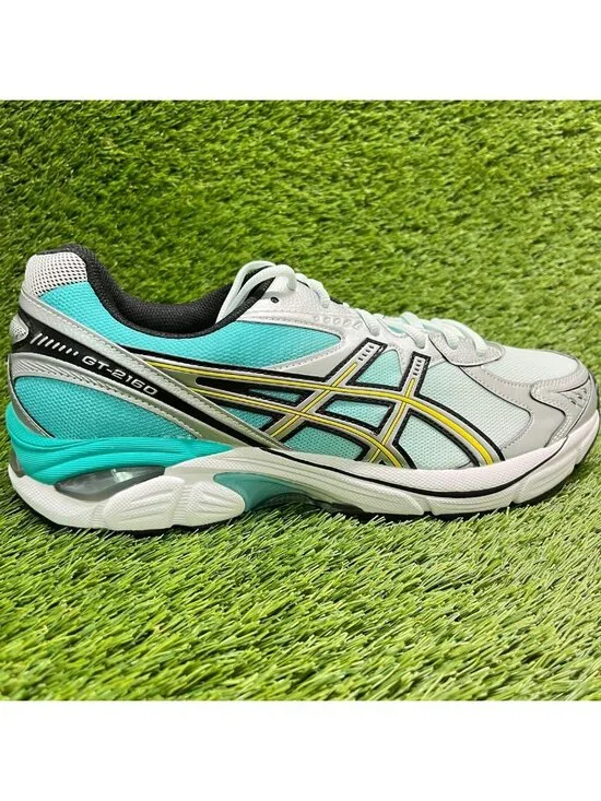 Asics GT-2160 Mens Size 12 Silver Teal Gold Athletic Running Shoes Sneakers
