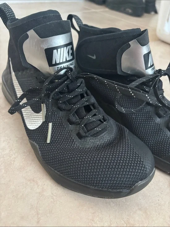 Nike Black and Silver High-Top Training Shoes