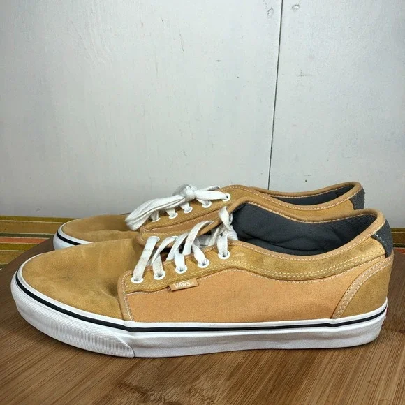 vans chukka low mens size 12 shoes yellow suede pro athletic skate sneakers