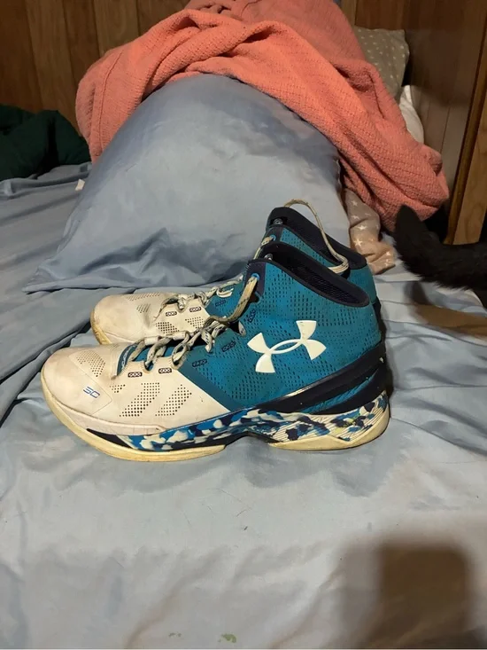 Under Armour Teal & White High-Top Basketball Shoes