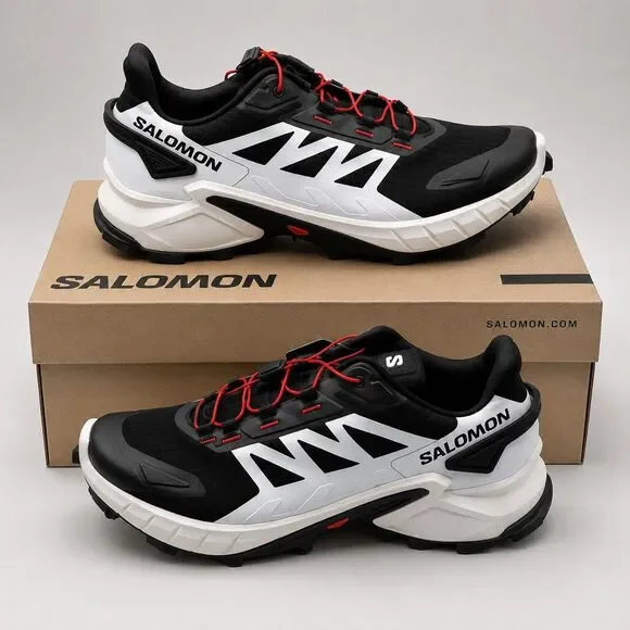 Salomon Supercross 4 Trail Running Shoes Men’s Black White Red Size US 9 Hiking