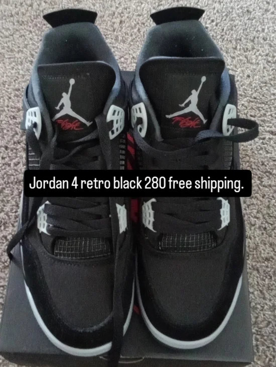 Jordan Black Retro 4 Athletic Shoes