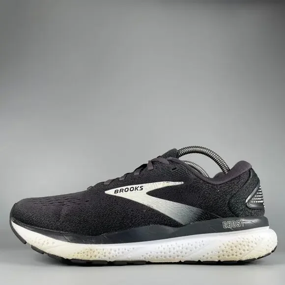 Brooks Ghost 16 Men's Size 9.5 D Black White Running Sneaker Athletic Shoes GUC