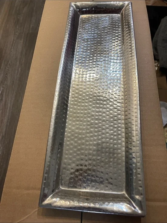 Hammered Rectangular Vanity Tray - Silver