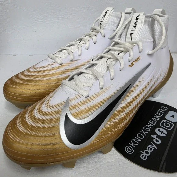 Nike Vapor Pro 1 White Gold Football Cleats FB3298-103 Men's Size 12.5