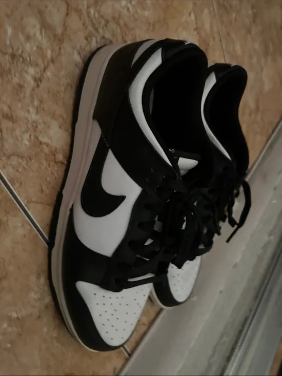 Black and White Low-Top Sneakers with Swoosh