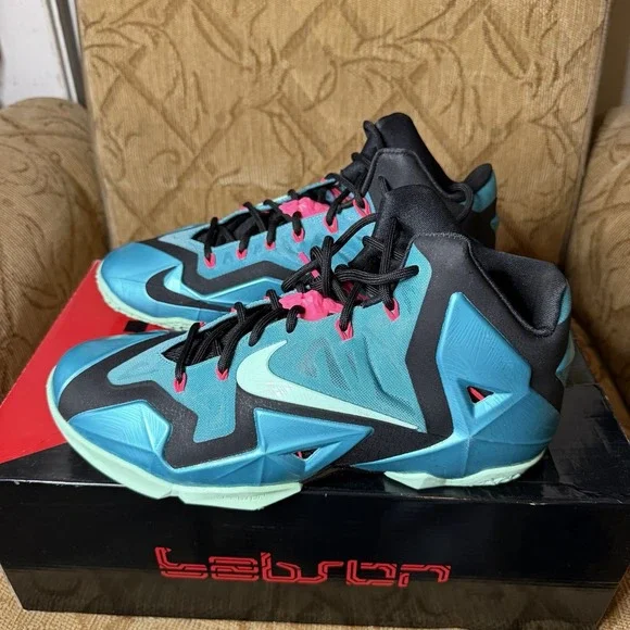 Nike LeBron 11 South Beach XI Men's Basketball Shoes Blue‎ Size 11 Clean W/ Box!