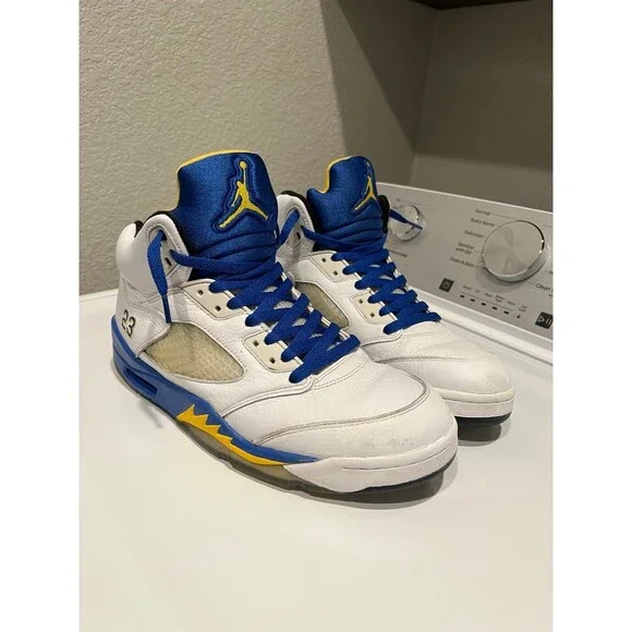 Air Jordan 5 Retro Laney White Varsity Royal Yellow Men’s Basketball Shoes