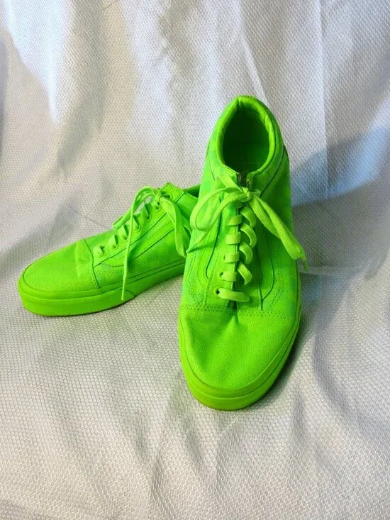 Vans Green Low Top Checkerboard Women 12 Men 10.5