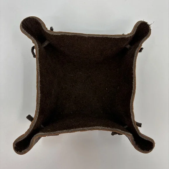 Leather Catchall Tray Unisex Brown Tooled Floral Rustic Valet Tray Jewelry New