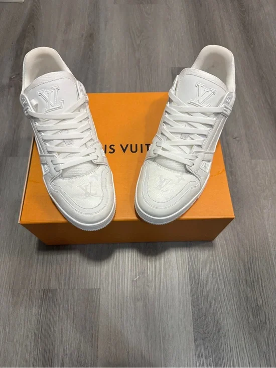 Louis Vuitton White Monogram Embossed Low-Top Sneakers