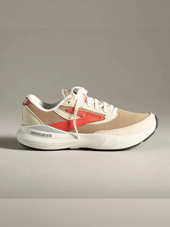 Brooks Adrenaline GTS 24 Men's Size 11.5 D Beige Red Running Shoes 1104371D296