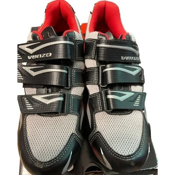 Venzo‎ Bicycle Shoes and Pedals BXRoads 42 UK size 7 US 8 Black & Red Road Bike