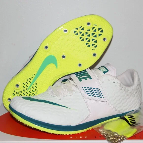 Nike High Jump Elite Track Spikes Mens 9 9.5 10 White Green Bright Spruce