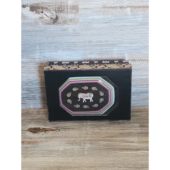 Vera Bradley My Home Collection Pink Elephants Vanity  Trinket Box 4