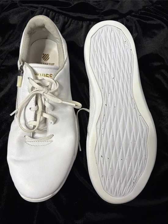 K-Swiss Men’s Icon Startup White Leather Casual Athletic Zipper Sneaker Shoe Z
