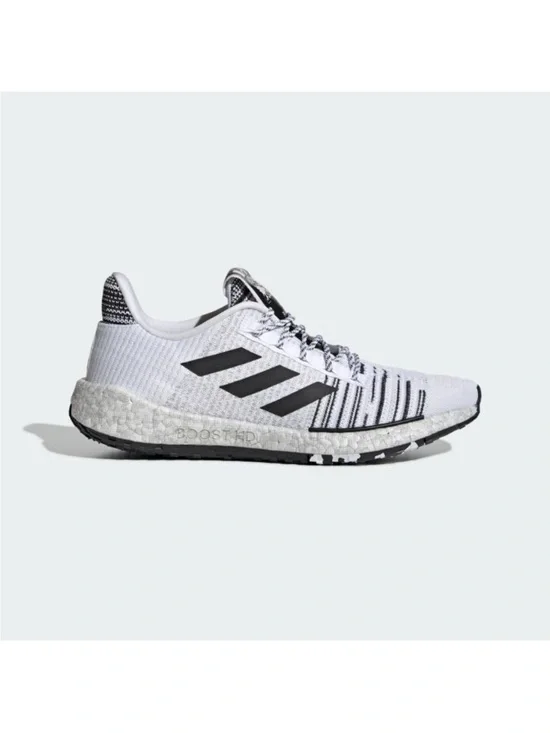 adidas White and Black Running Shoe with Boost Midsole