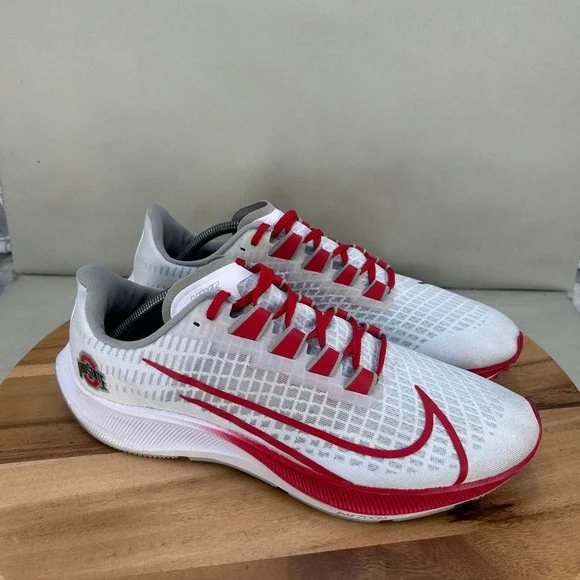 Nike Air Zoom Pegasus 37 Ohio State Buckeyes Running Shoes White Red Mens 12.5