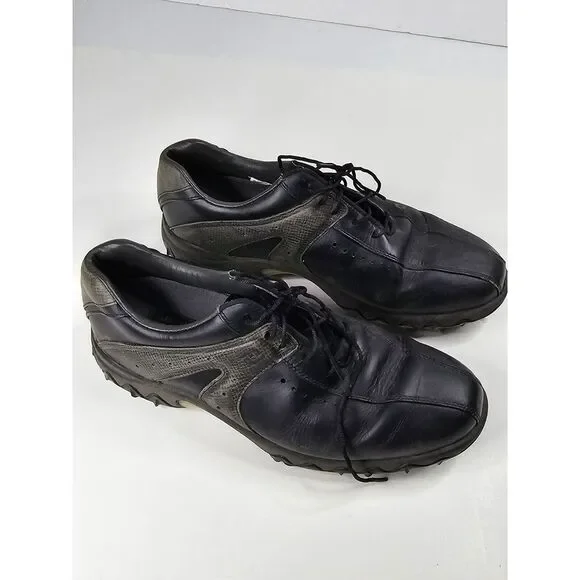 FootJoy Contour Series Black Leather Golf Cleats Mens‎ Size 9M Soft Spikes 54184