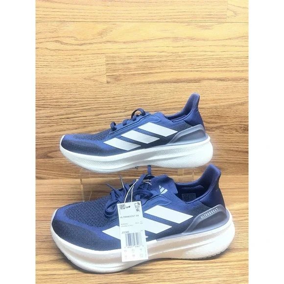 Adidas Ultraboost 5X Running Shoes White Navy Blue Men's Size 10. JI3385