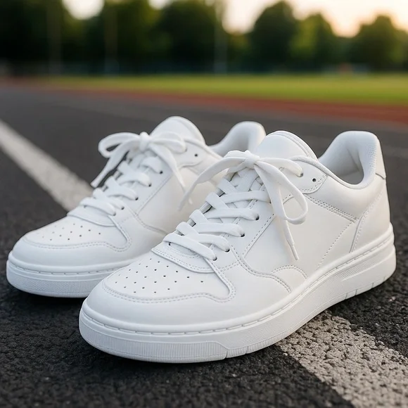 Men's White Lace Up Sneakers Athletic Tennis Shoes NIB Size EU 41 Made in Italy
